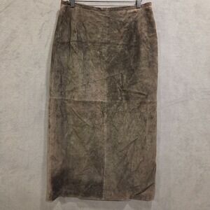 Vtg Y2K 90s St John's Bay Washable Suede Skirt Women's Sz‎ 14 Western Green